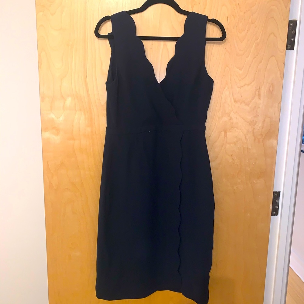 JCrew Navy Scalloped Dress, originally $200